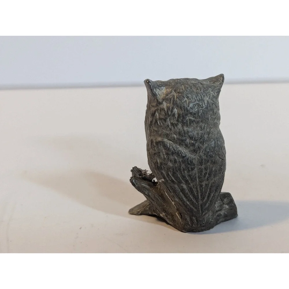 Vintage ‎ 1 1/2 in Solid Pewter Owl Figure